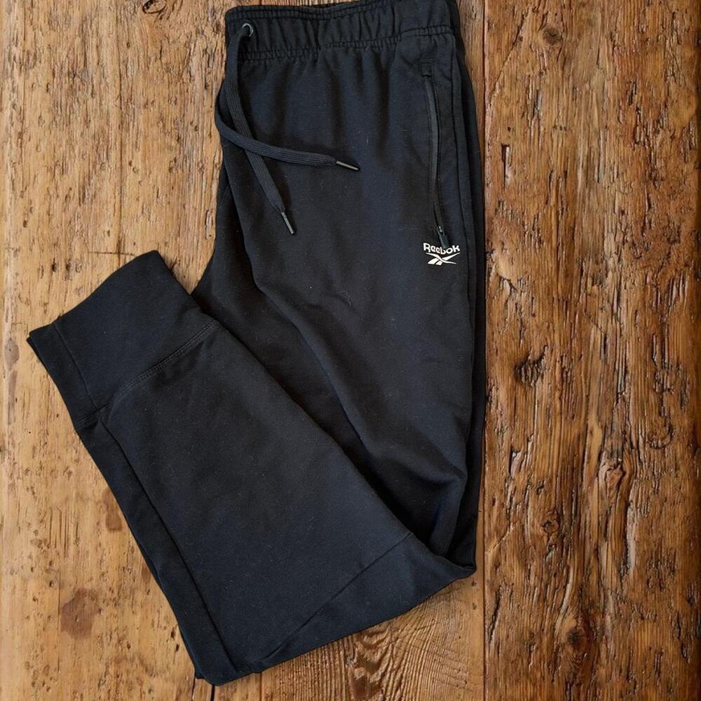 Mens black reebok joggers